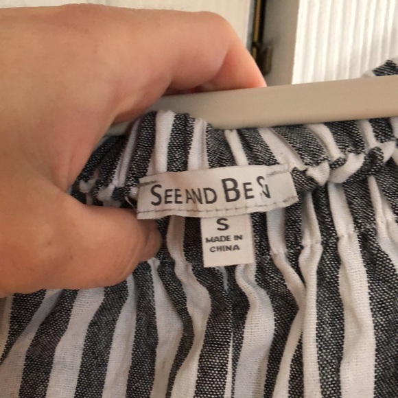 Vici neon embroidered linen off the shoulder top. - Picture 2 of 3